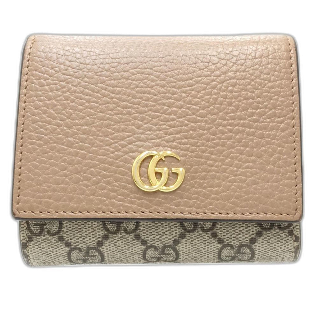 Gucci Beige Pink Beige Canvas Leather Wallet (Bi-Fold) (Pre-Owned)