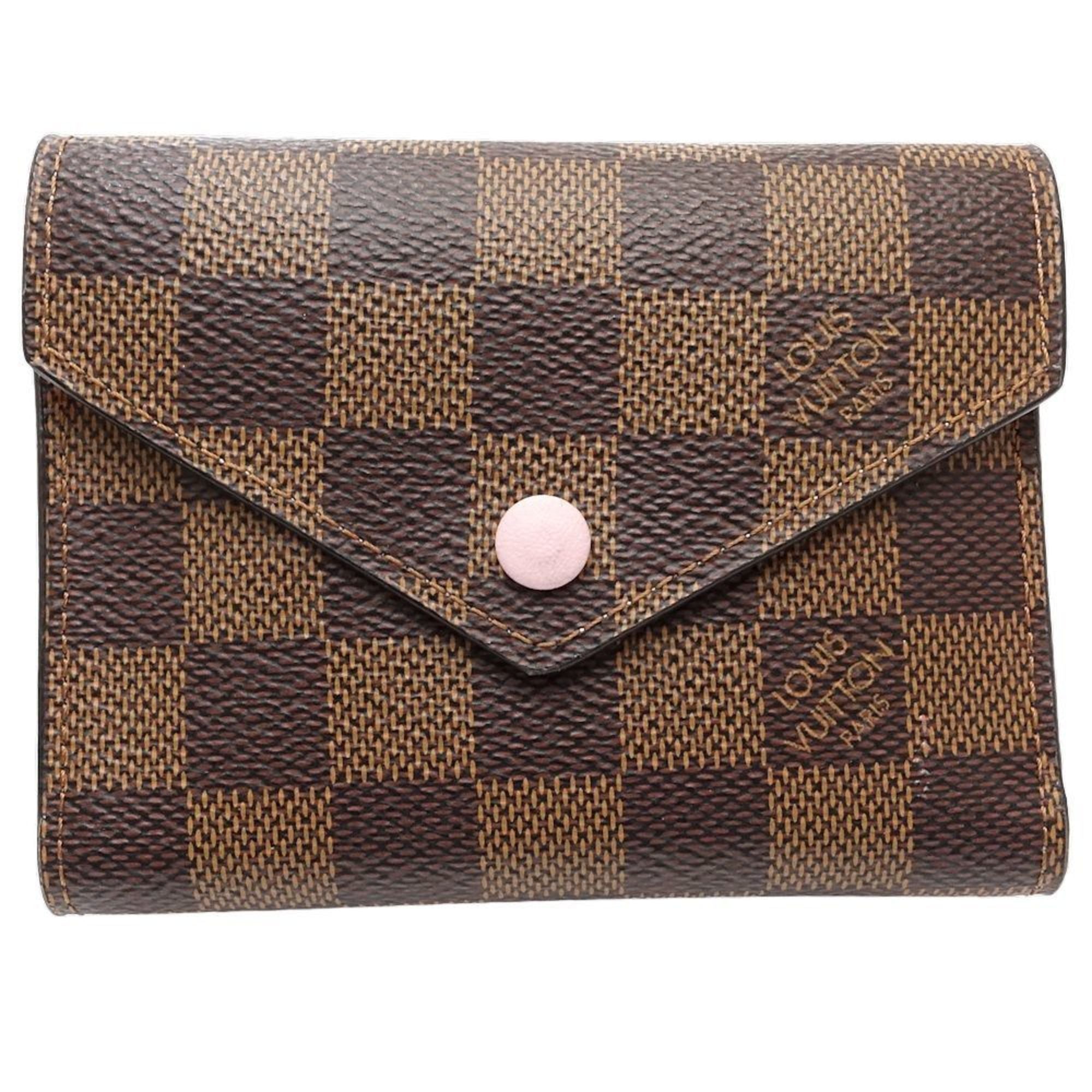 Louis Vuitton Damier Canvas Ebene Rose Ballerine Canvas Wallet (Tri-Fold) (Pre-Owned)