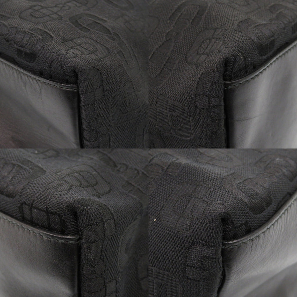Gucci Black Canvas Leather Tote Bag (Pre-Owned)