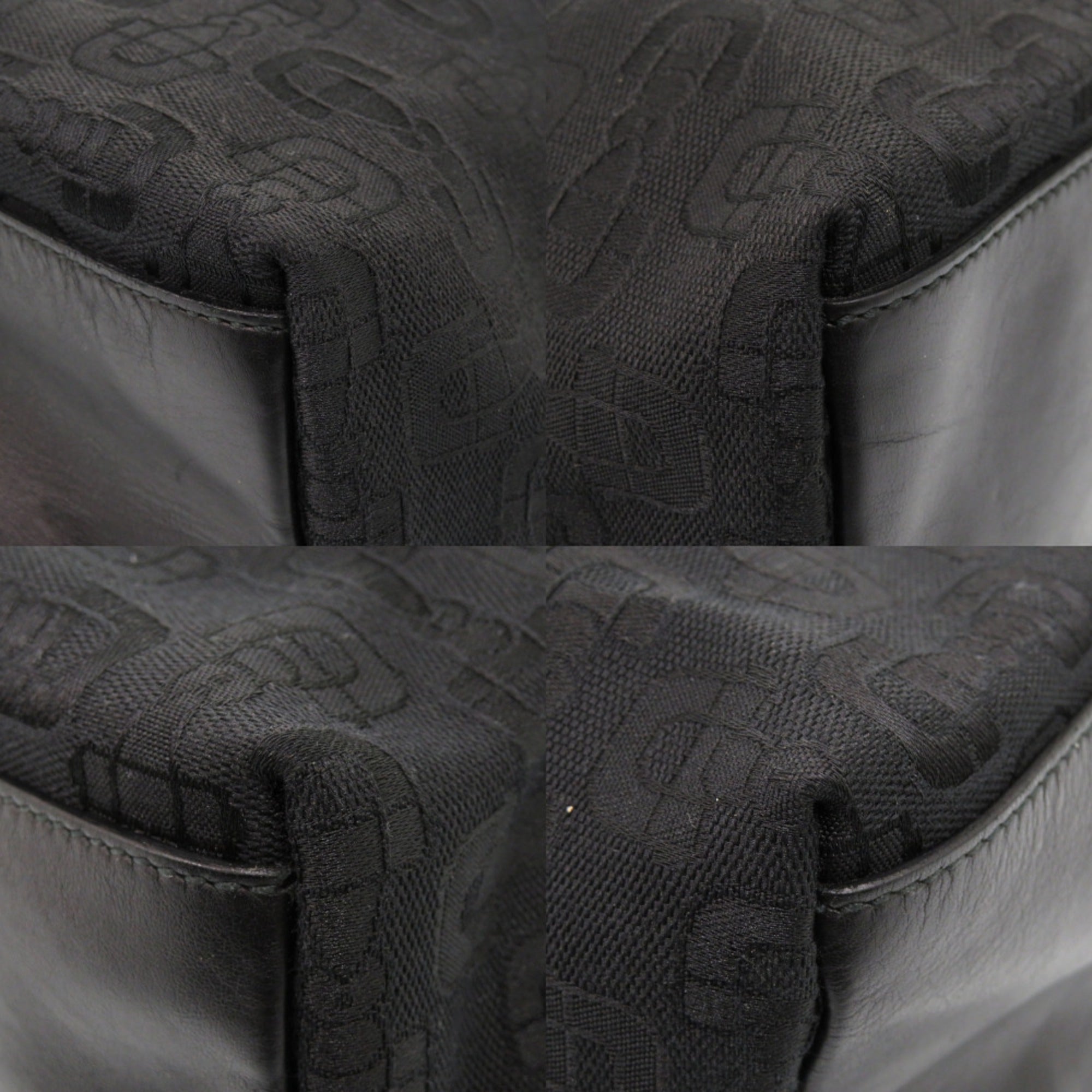 Gucci Black Canvas Leather Tote Bag (Pre-Owned)