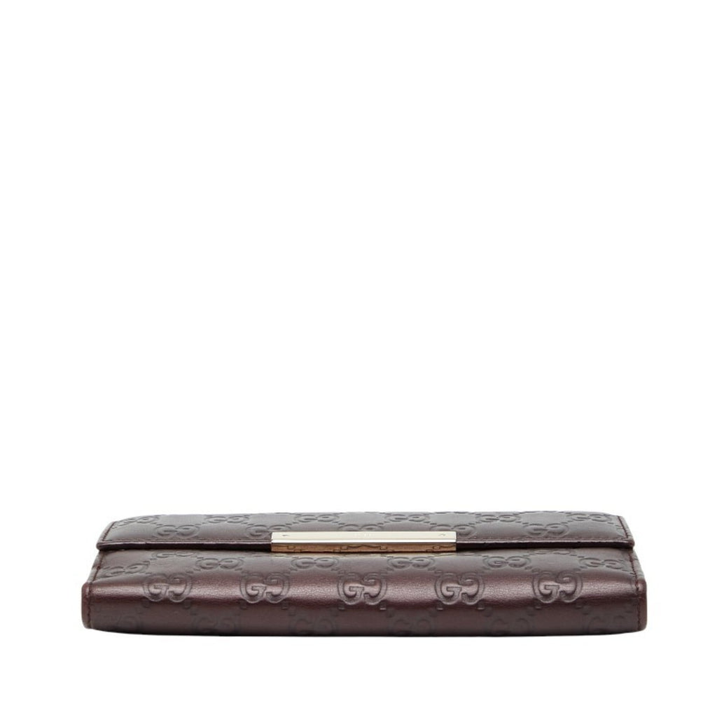 Gucci Brown Leather Long Wallet (Bi-Fold) (Pre-Owned)