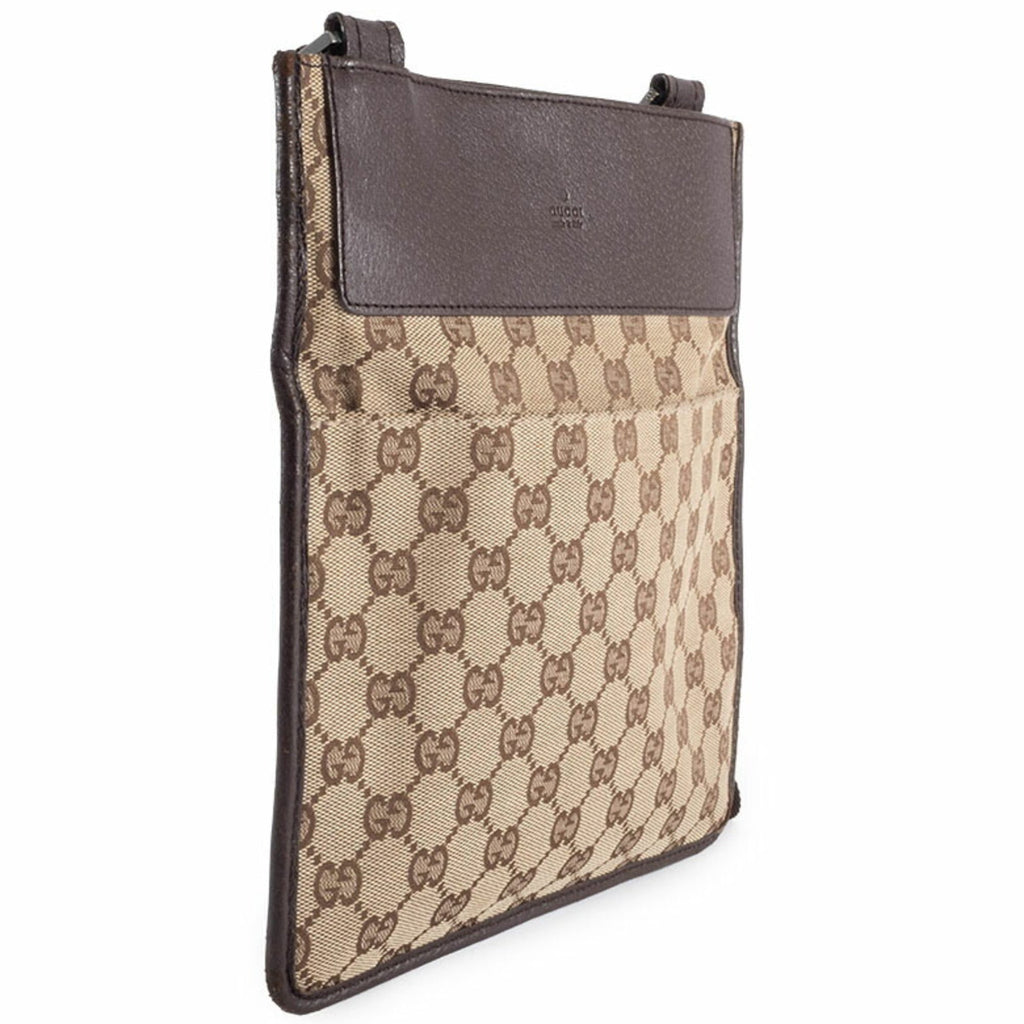 Gucci Gg Canvas Beige Brown Gg Canvas Leather Shoulder Bag (Pre-Owned)