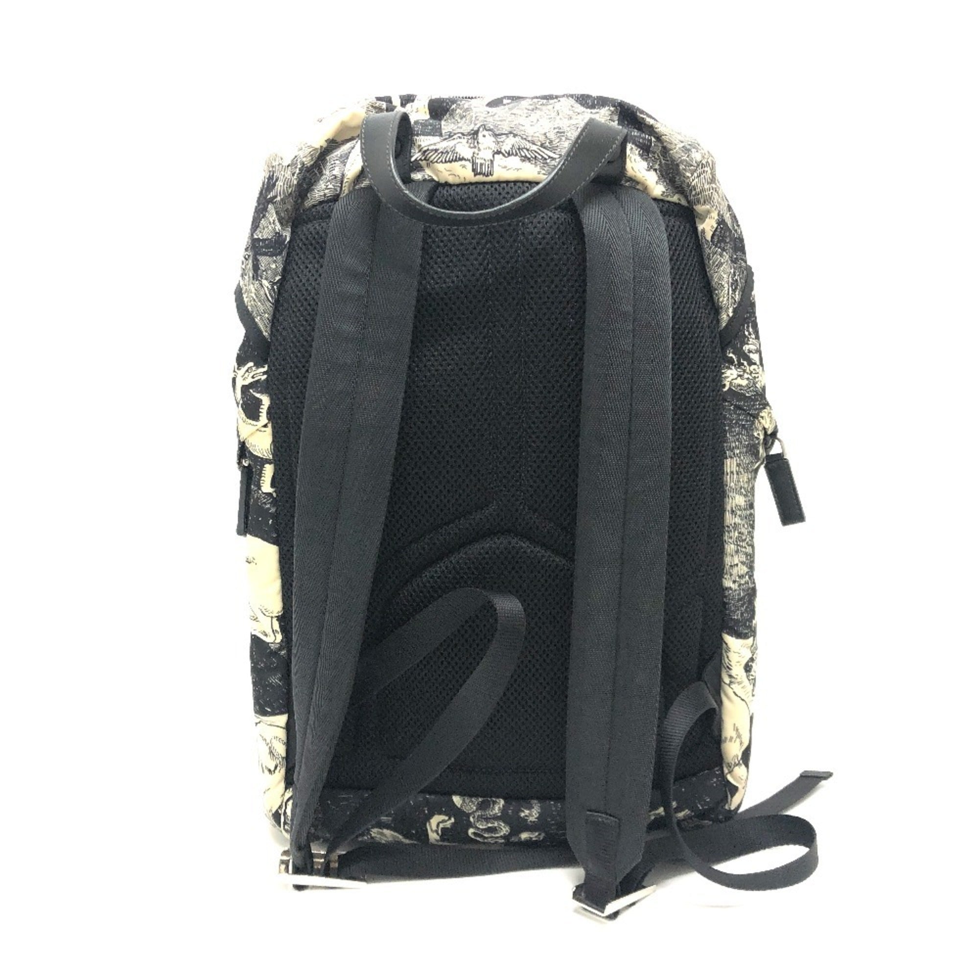 Prada Black White Nylon Backpack (Pre-Owned)