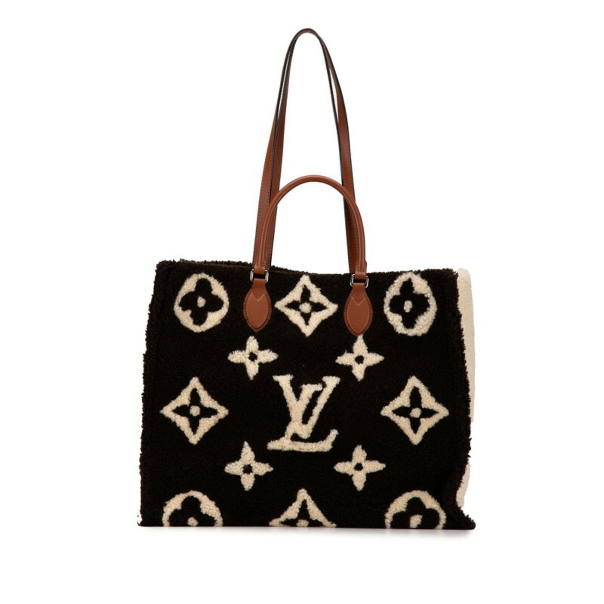 Louis Vuitton Beige Brown Leather Shoulder Bag Tote Bag (Pre-Owned)