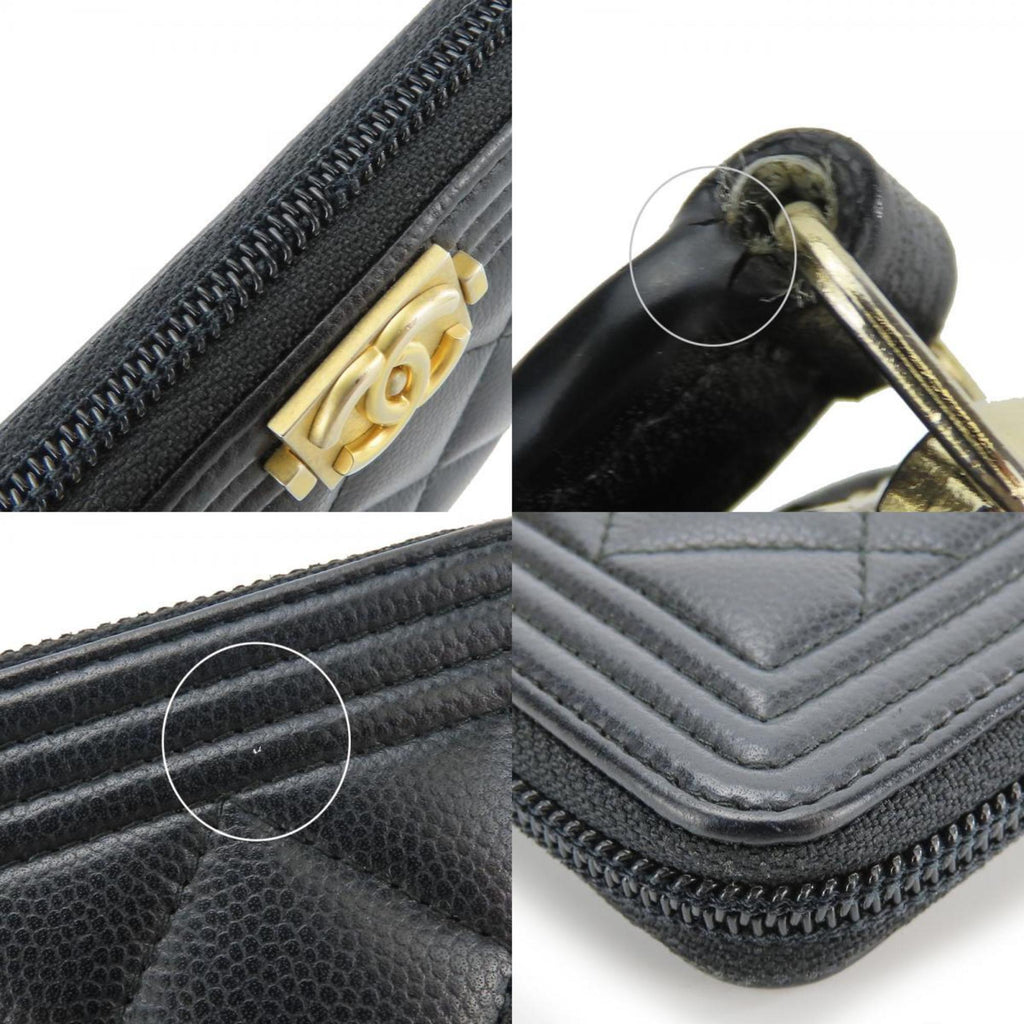 Chanel Black Grained Calfskin Coin Purse/Coin Case (Pre-Owned)