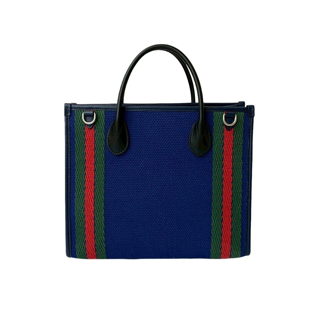 Gucci Black Blue Green Navy Red Color Canvas Handbag Tote Bag (Pre-Owned)