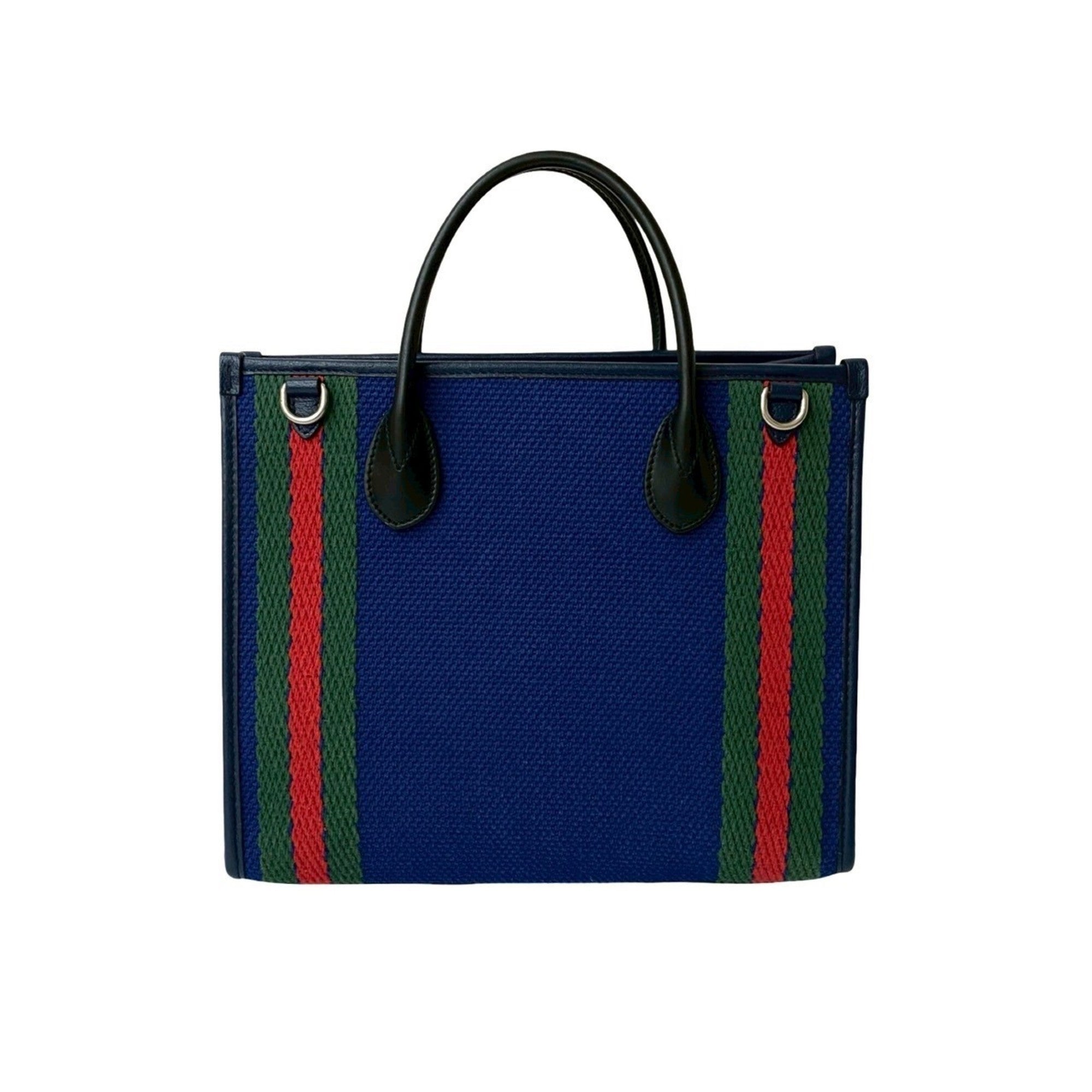 Gucci Black Blue Green Navy Red Color Canvas Handbag Tote Bag (Pre-Owned)