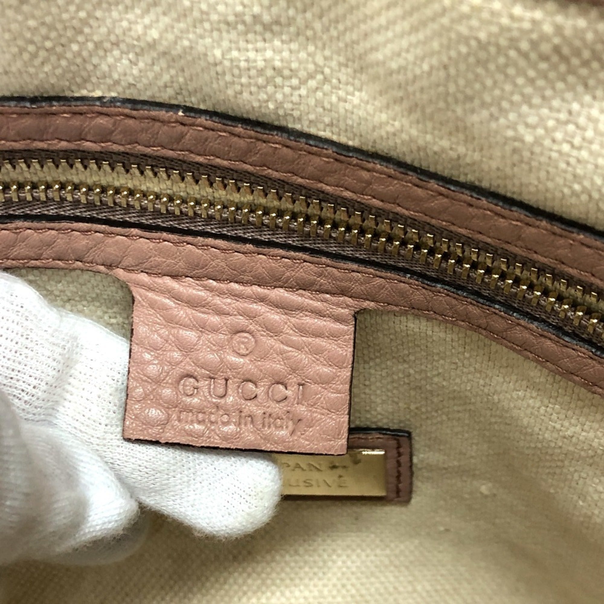 Gucci Pink Beige Leather Handbag (Pre-Owned)