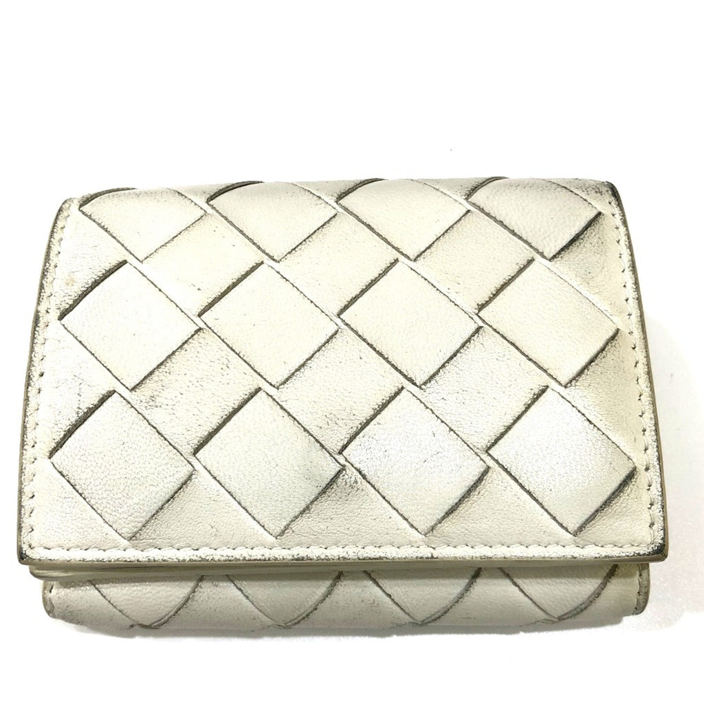 Bottega Veneta White Leather Wallet (Tri-Fold) (Pre-Owned)