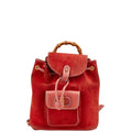 Gucci Bamboo Red Color Suede Leather Backpack (Pre-Owned)