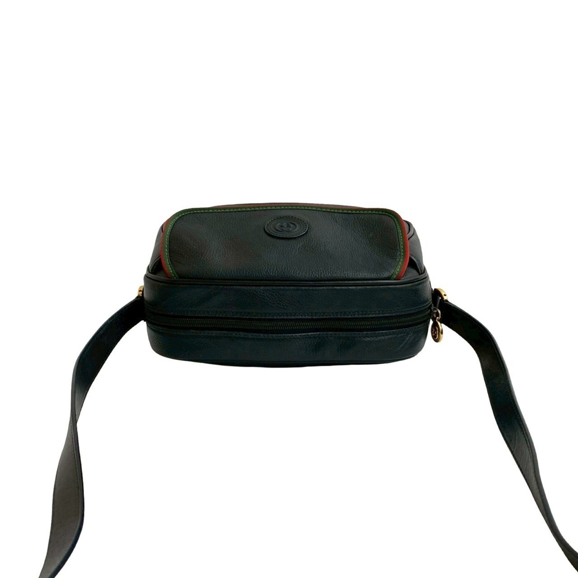 Gucci Black Green Red Color Leather Pochette Shoulder Bag (Pre-Owned)