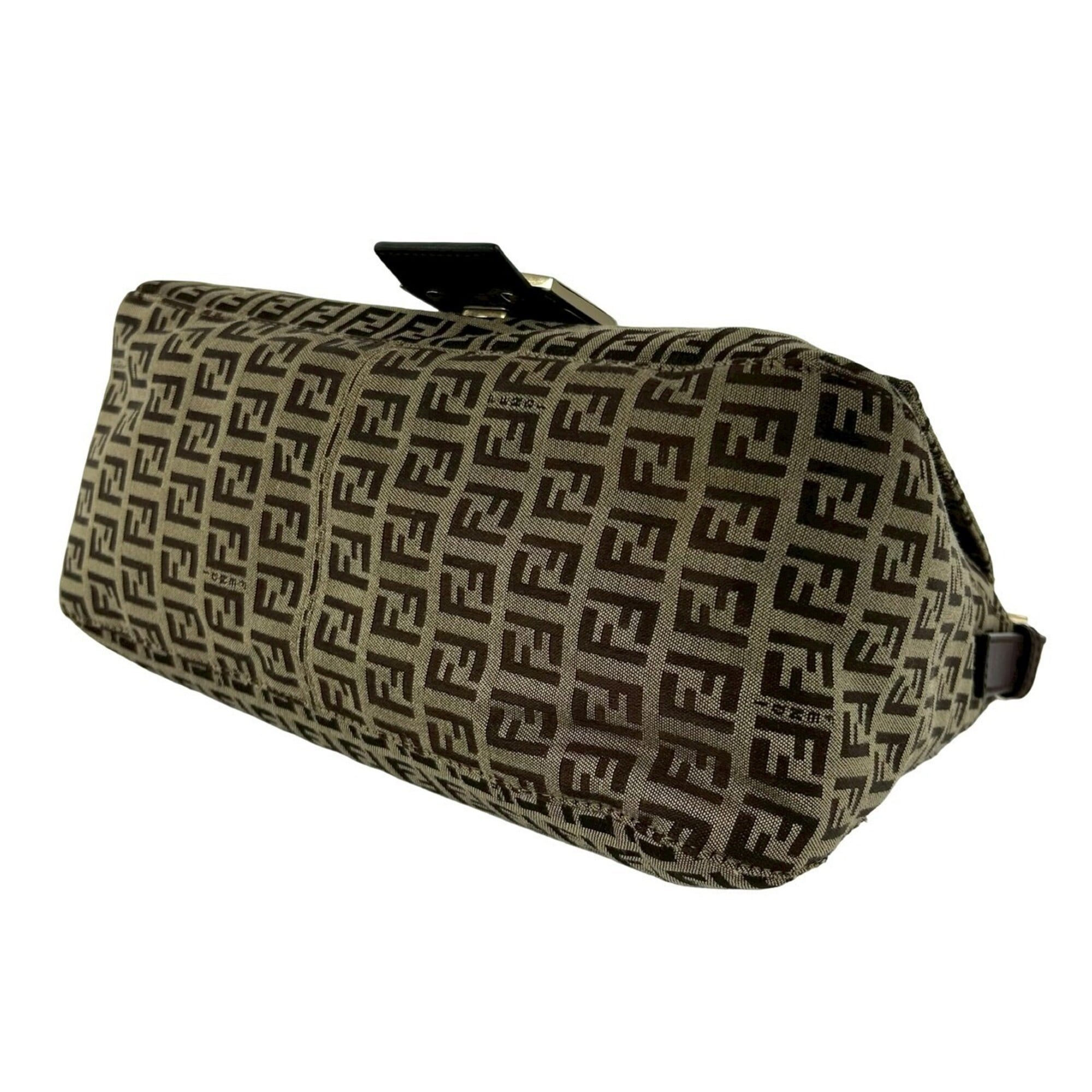 Fendi Beige Brown Canvas Leather Handbag Shoulder Bag (Pre-Owned)