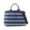 Prada Black Blue White Canvas Tote Bag (Pre-Owned)