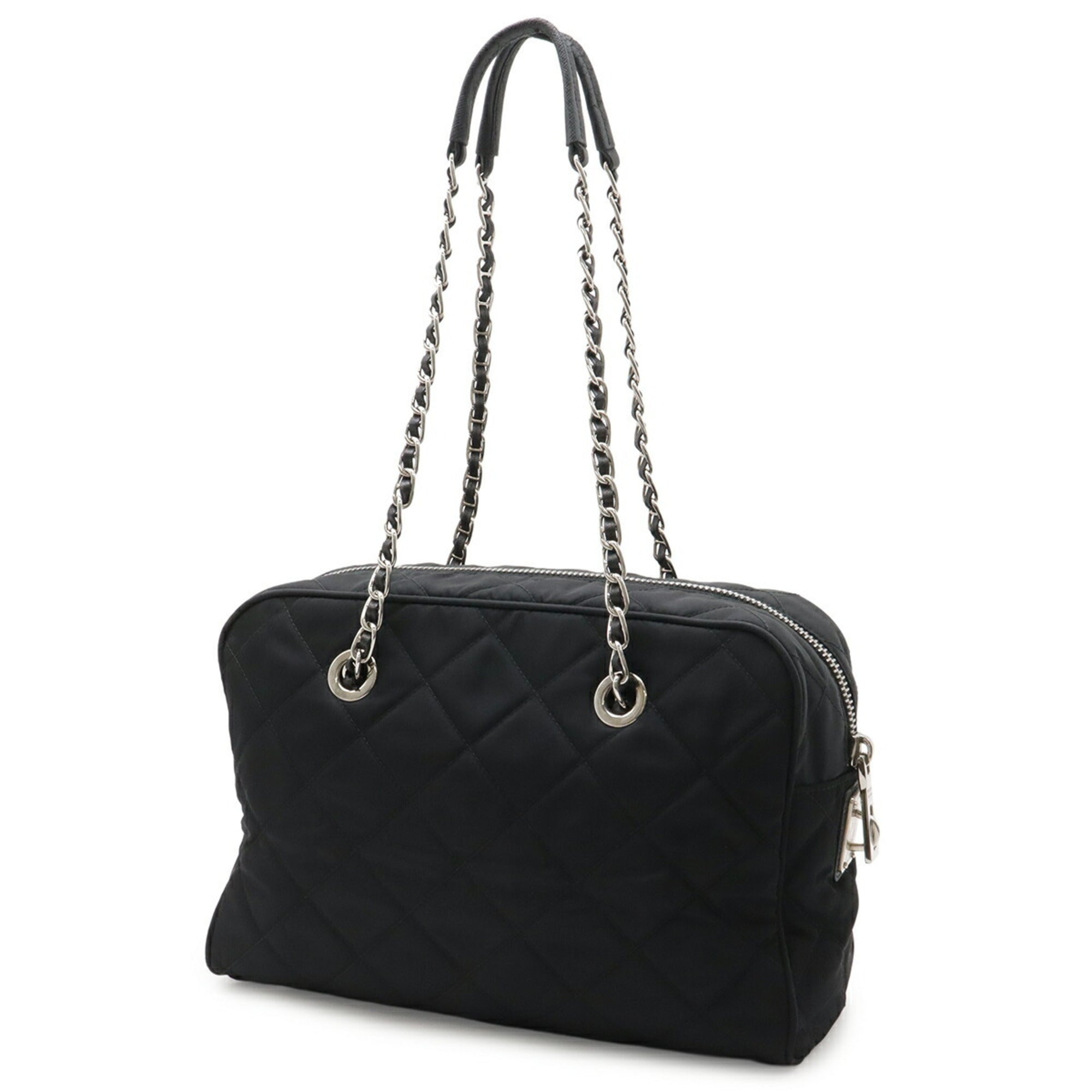 Prada Black Nero Nylon Leather Shoulder Bag (Pre-Owned)