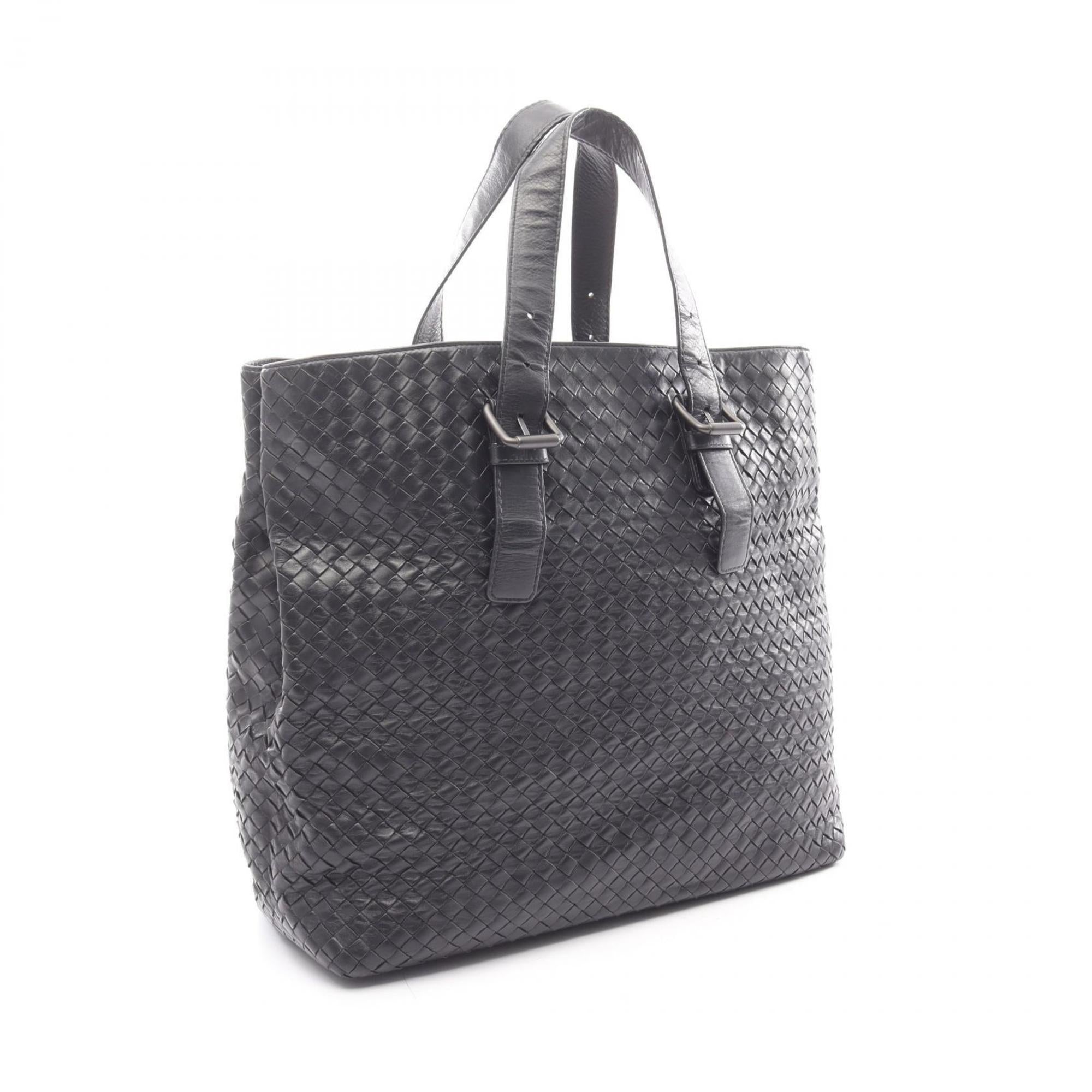 Bottega Veneta Black Leather Handbag Tote Bag (Pre-Owned)
