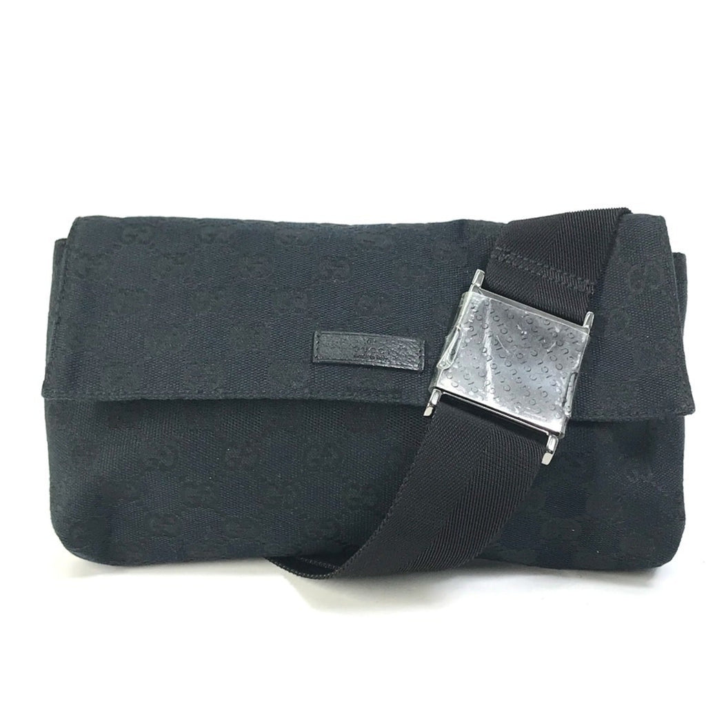 Gucci Black Gg Canvas Leather Fanny Pack (Pre-Owned)