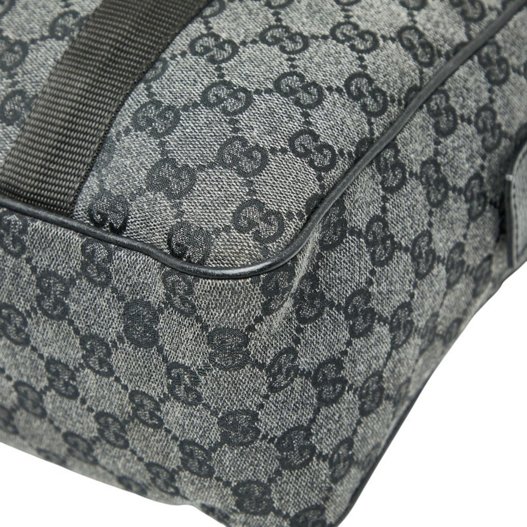 Gucci Black Gray Canvas Leather Handbag (Pre-Owned)