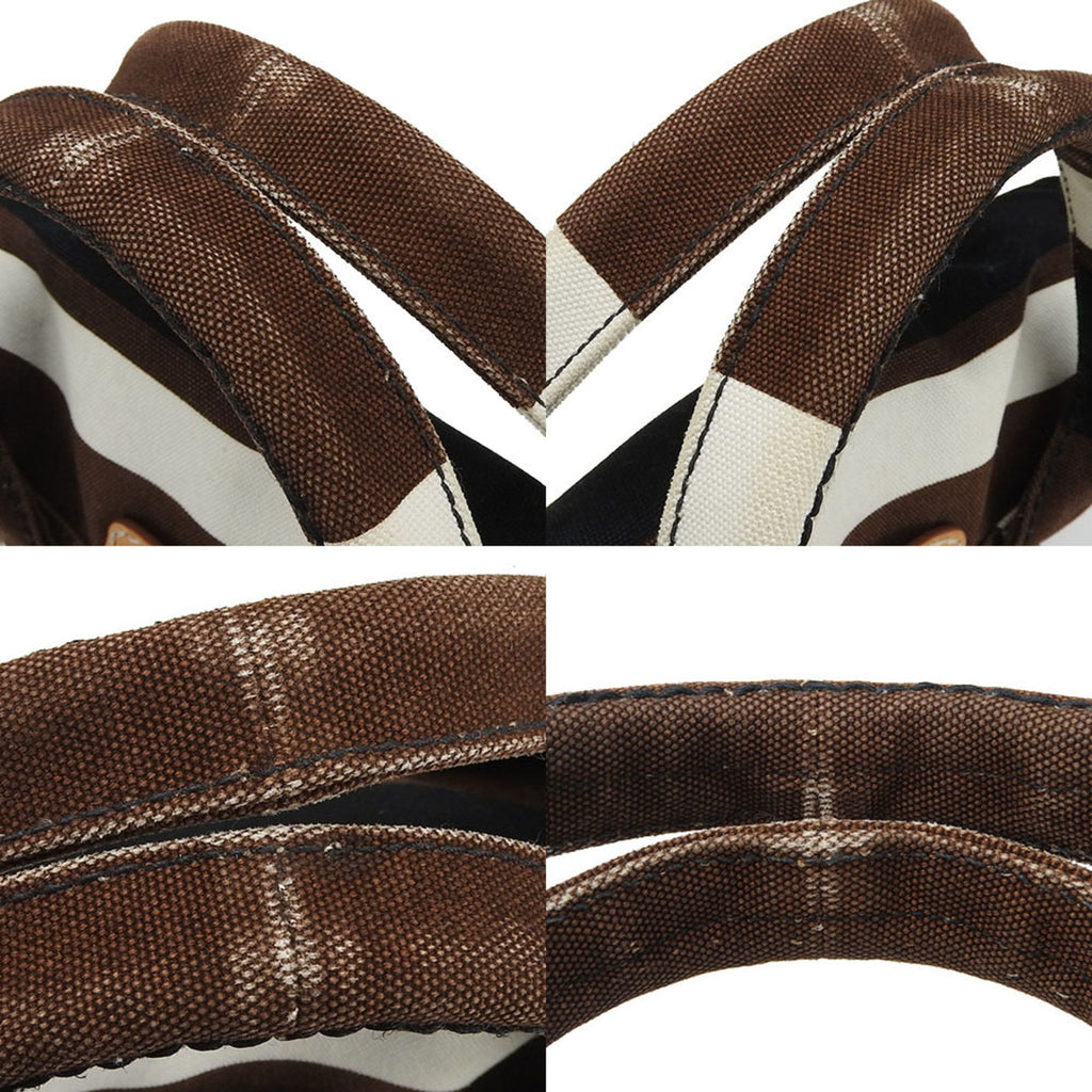 Prada Black Brown White Canvas Handbag (Pre-Owned)