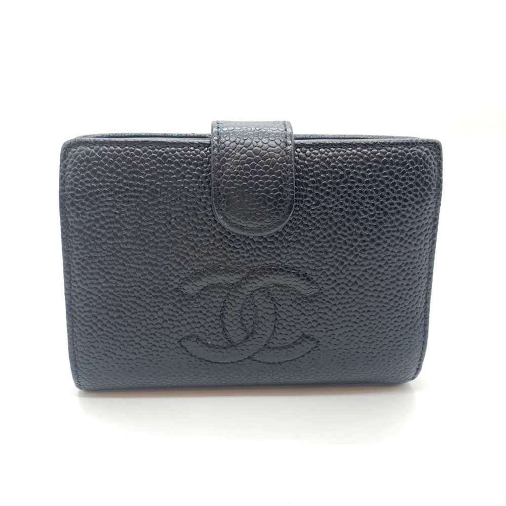 Chanel Black Grained Calfskin Wallet (Bi-Fold) (Pre-Owned)