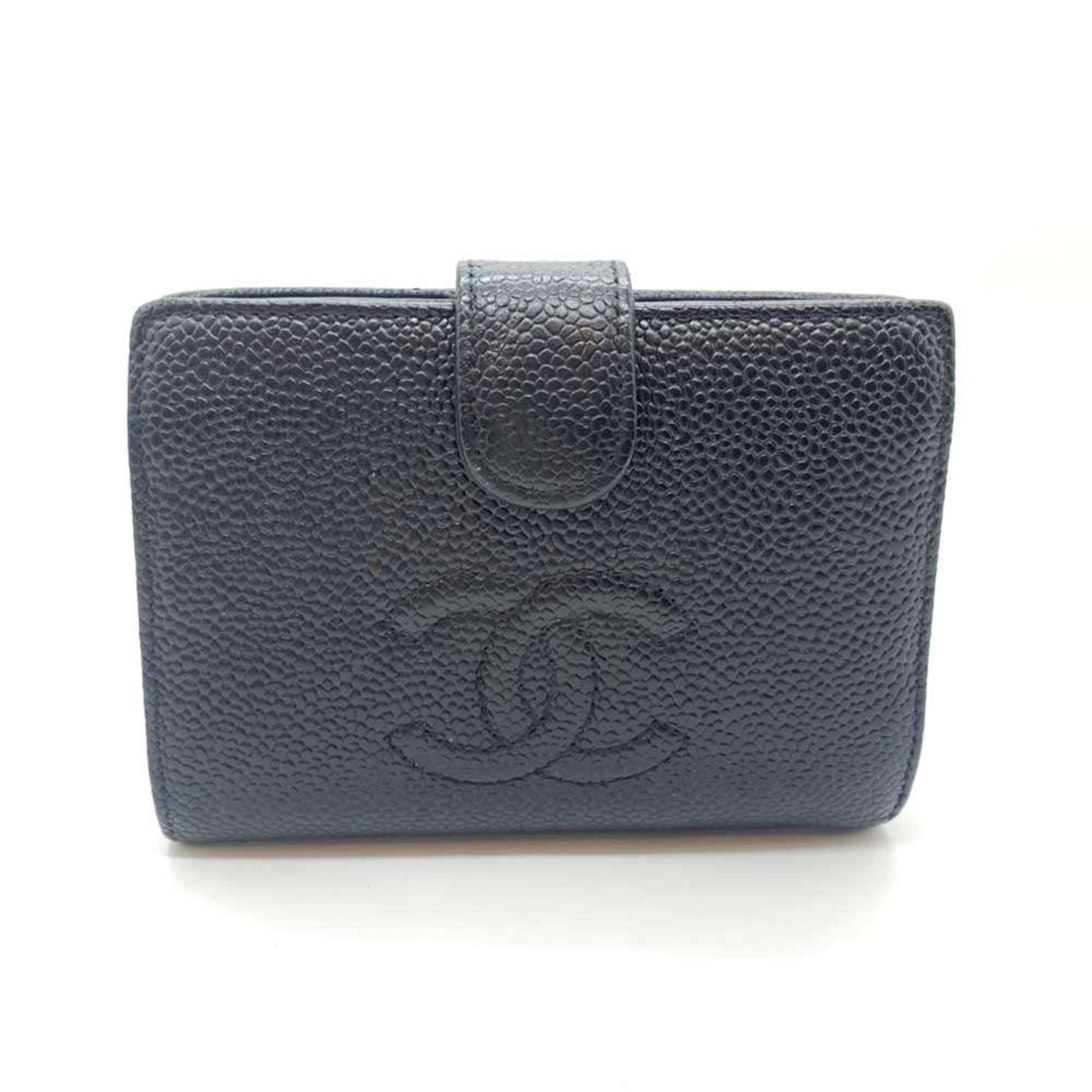 Chanel Black Grained Calfskin Wallet (Bi-Fold) (Pre-Owned)