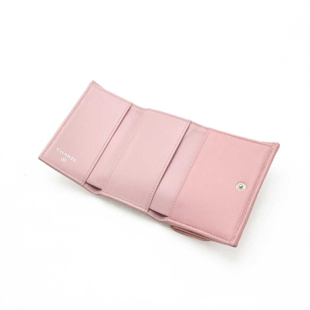 Chanel Pink Leather Wallet (Tri-Fold) (Pre-Owned)