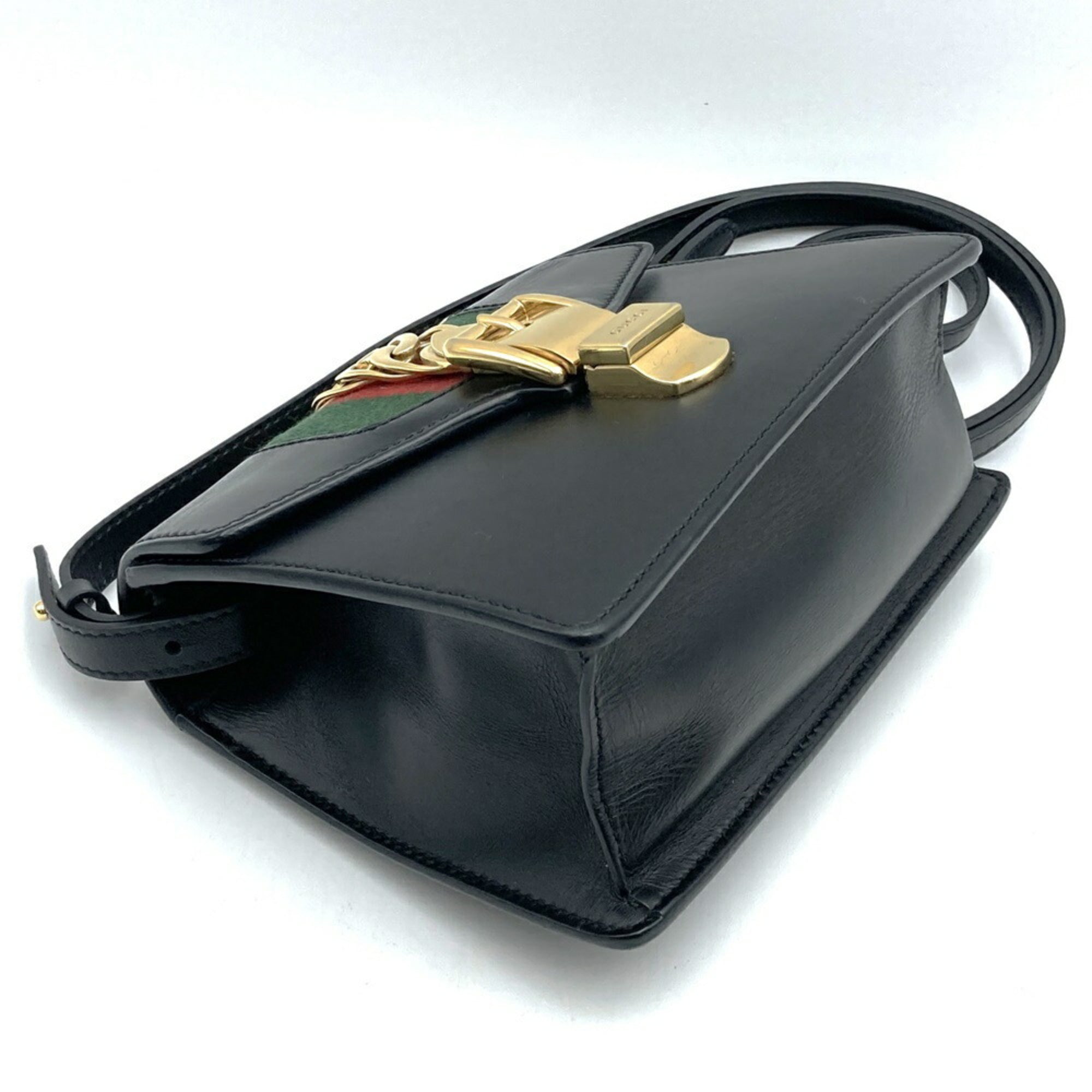 Gucci Sherry Line Black Leather Shoulder Bag (Pre-Owned)