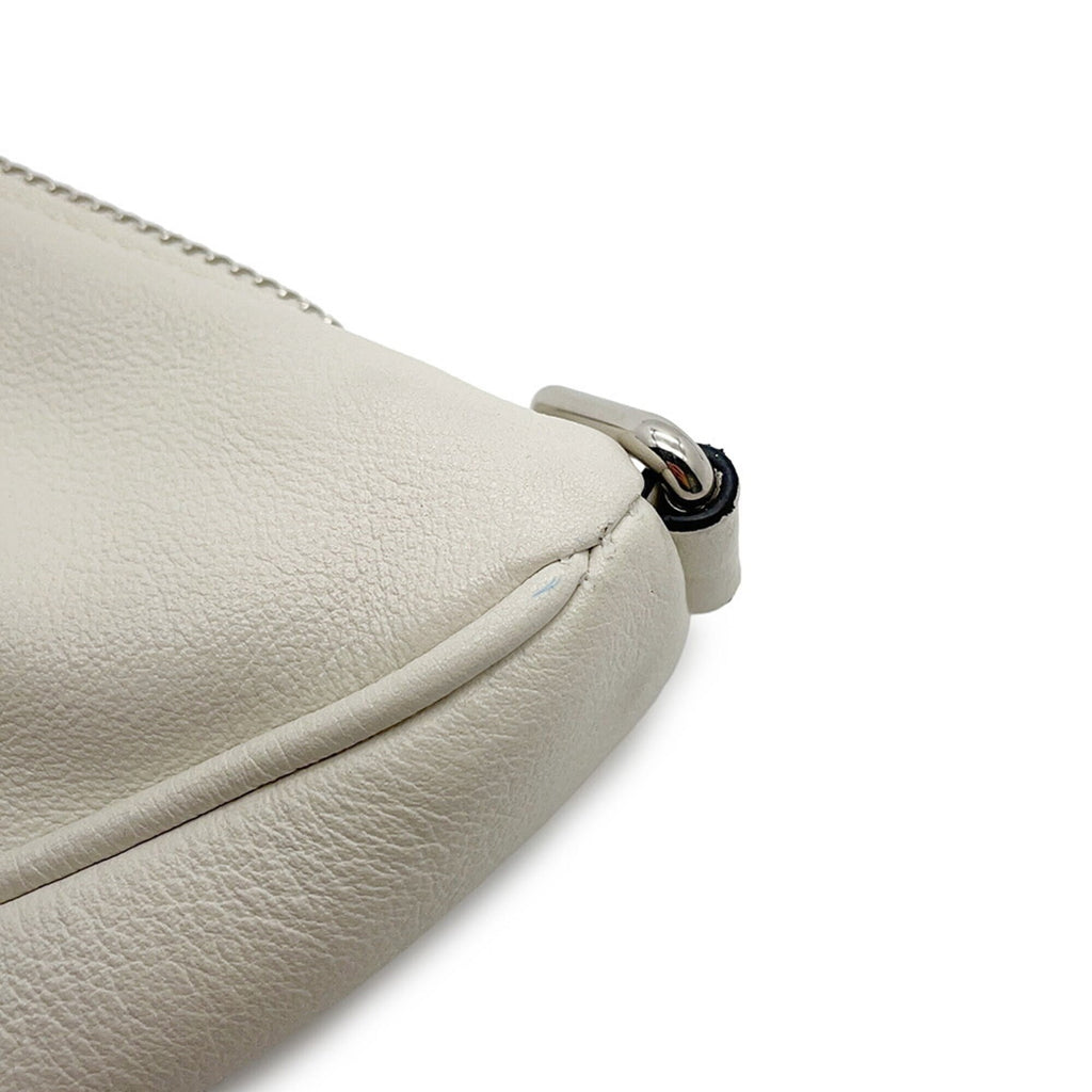 Prada White Leather Clutch Bag Handbag Pouch (Pre-Owned)