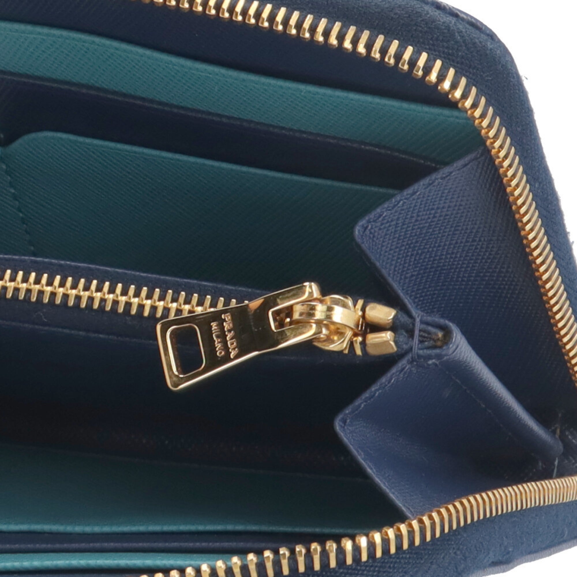 Prada Blue Leather Long Wallet (Bi-Fold) (Pre-Owned)