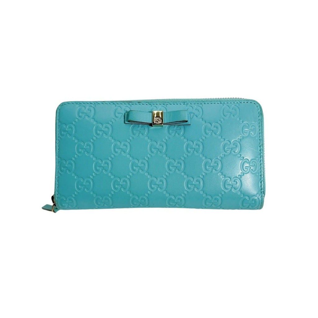 Gucci Blue Light Blue Leather Long Wallet (Bi-Fold) (Pre-Owned)