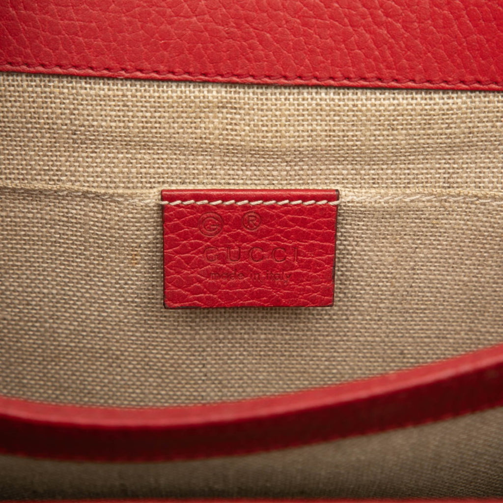 Gucci Red Color Leather Shoulder Bag (Pre-Owned)