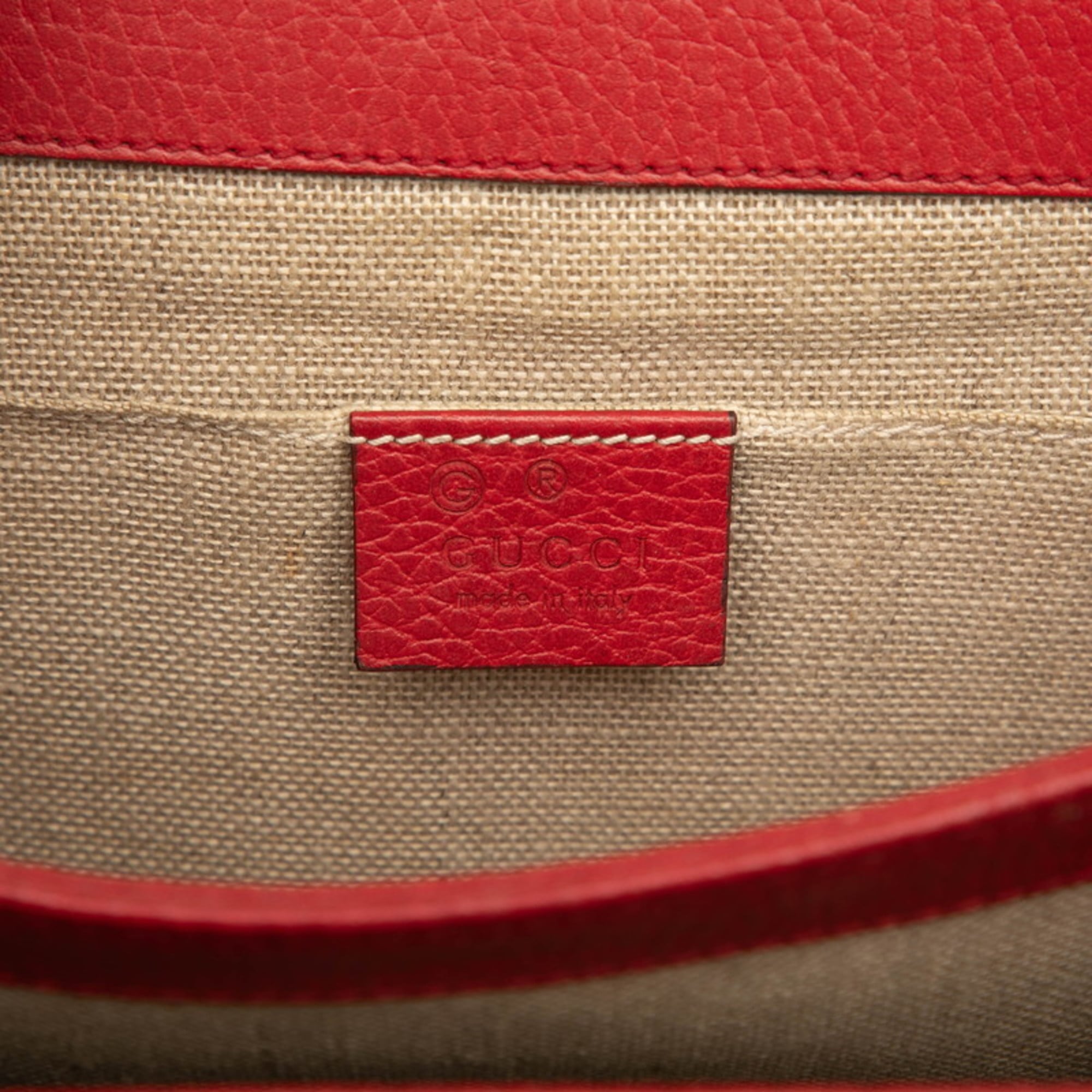 Gucci Red Color Leather Shoulder Bag (Pre-Owned)