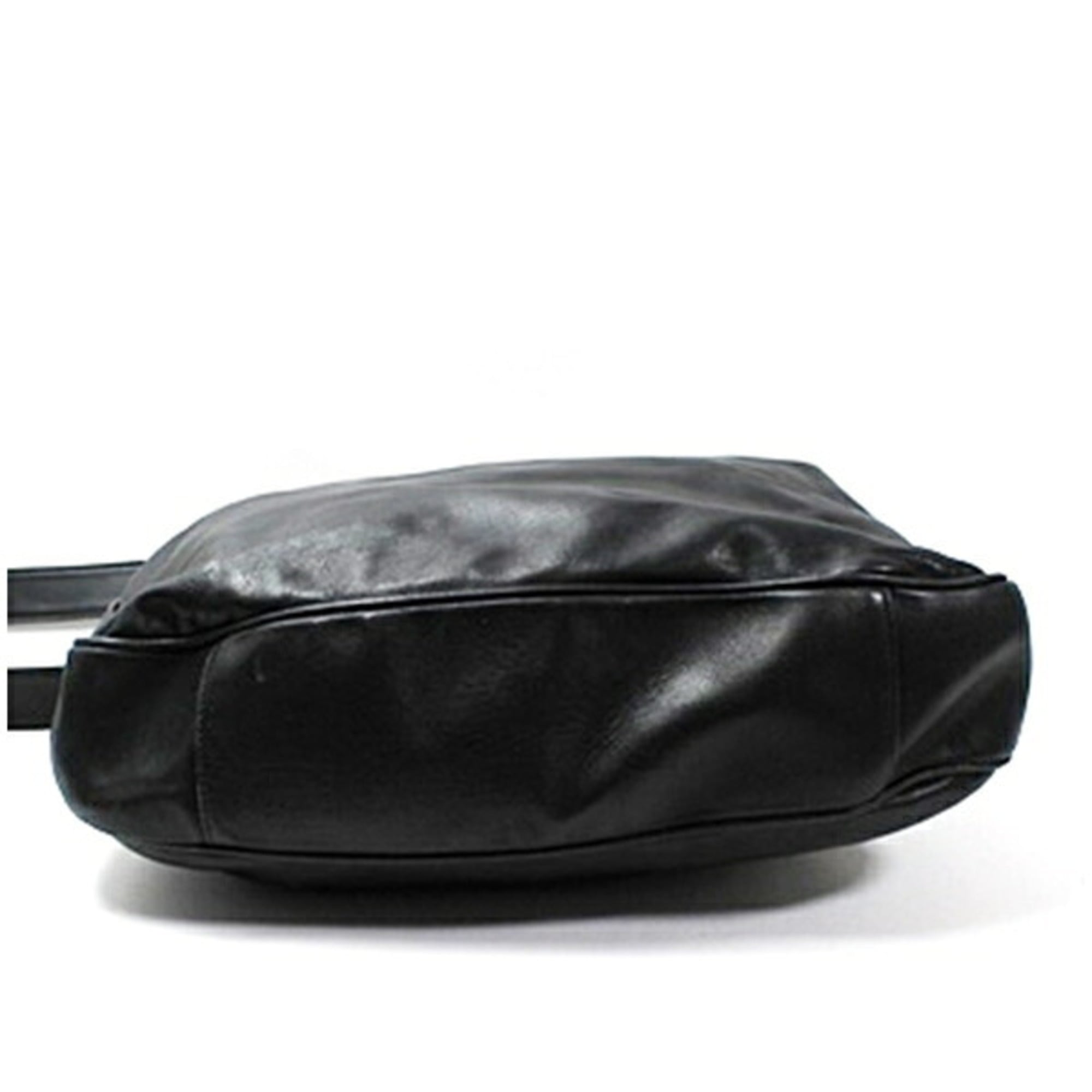 Gucci Bamboo Black Gray Leather Shoulder Bag (Pre-Owned)