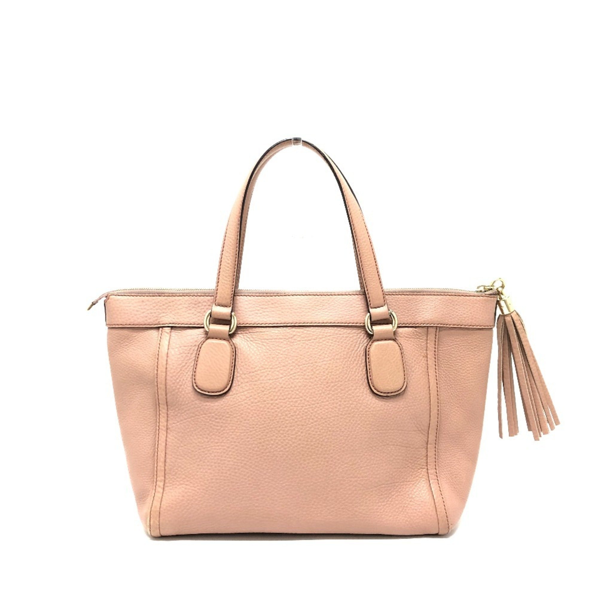 Gucci Pink Beige Leather Handbag (Pre-Owned)