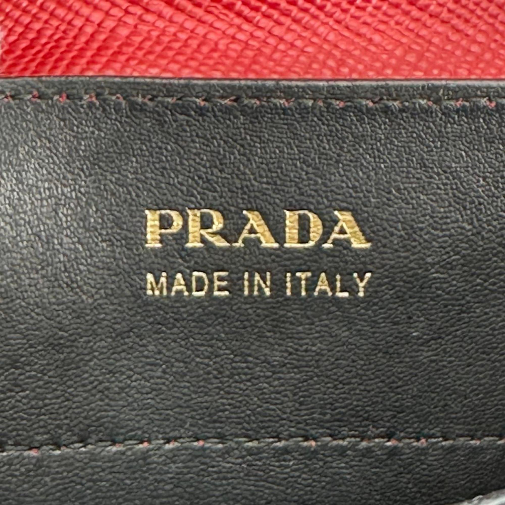 Prada Red Color Leather Handbag Shoulder Bag (Pre-Owned)