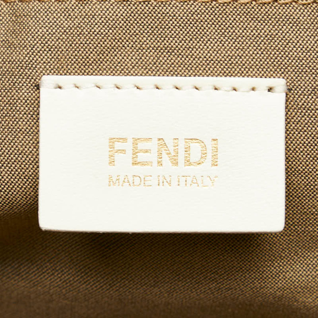 Fendi Zucca Beige Zucca Leather Shoulder Bag Tote Bag (Pre-Owned)