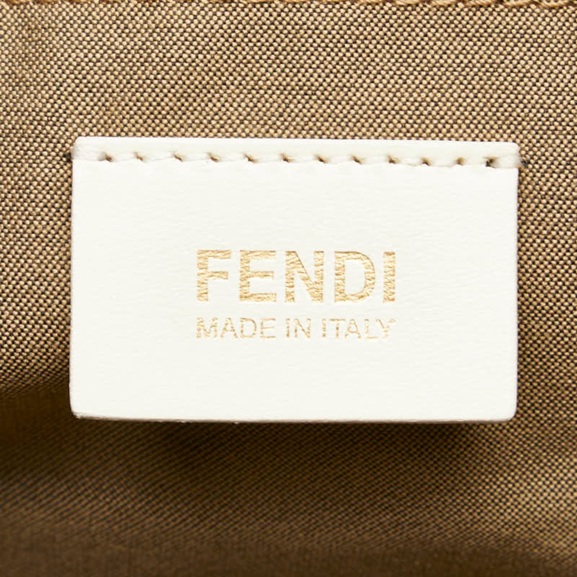 Fendi Zucca Beige Zucca Leather Shoulder Bag Tote Bag (Pre-Owned)