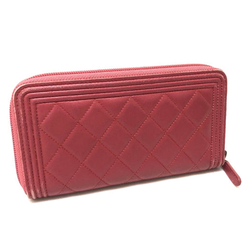 Chanel Pink Leather Long Wallet (Bi-Fold) (Pre-Owned)