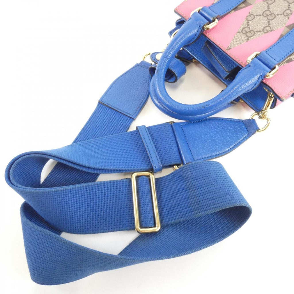 Gucci Beige Blue Pink Gg Supreme Handbag (Pre-Owned)