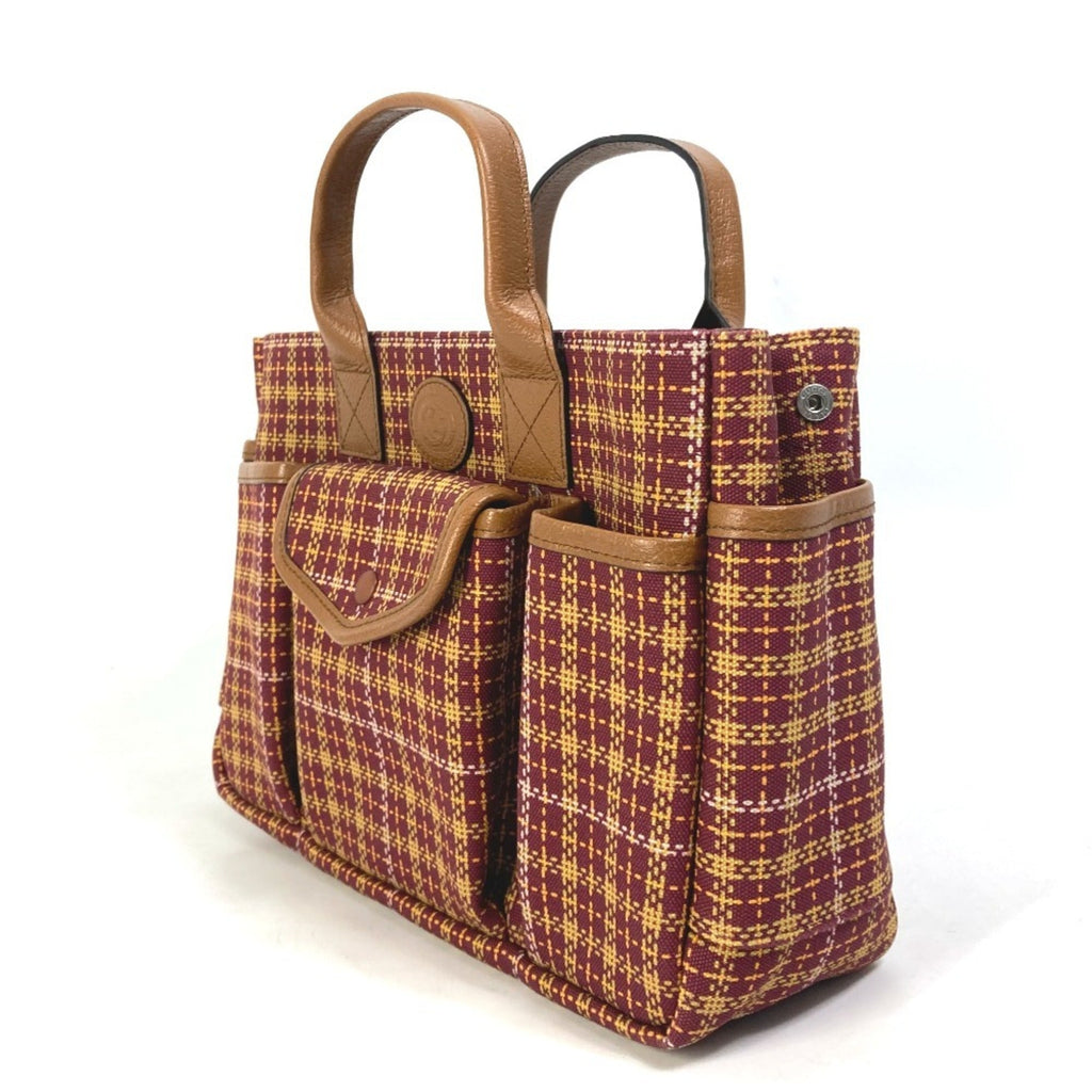 Gucci Bordeaux Brown Canvas Leather Handbag Tote Bag (Pre-Owned)