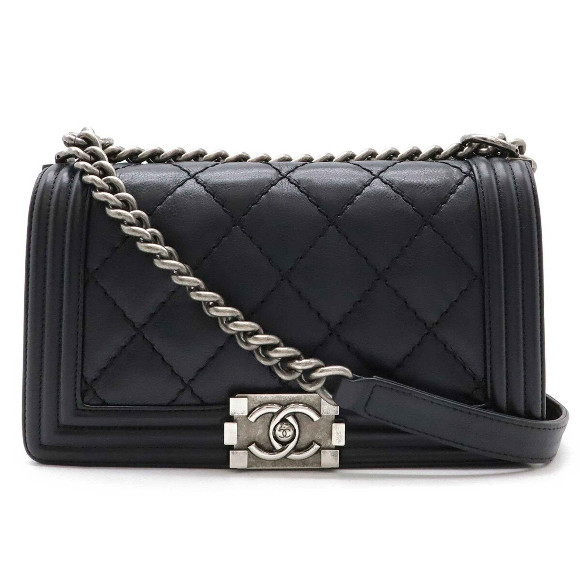 Chanel Wild Stitch Black Leather Shoulder Bag (Pre-Owned)