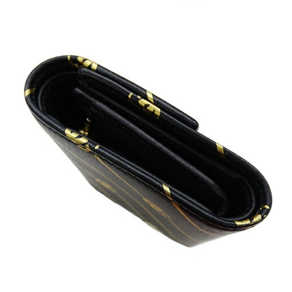 Gucci Gold Black Leather Wallet (Tri-Fold) (Pre-Owned)
