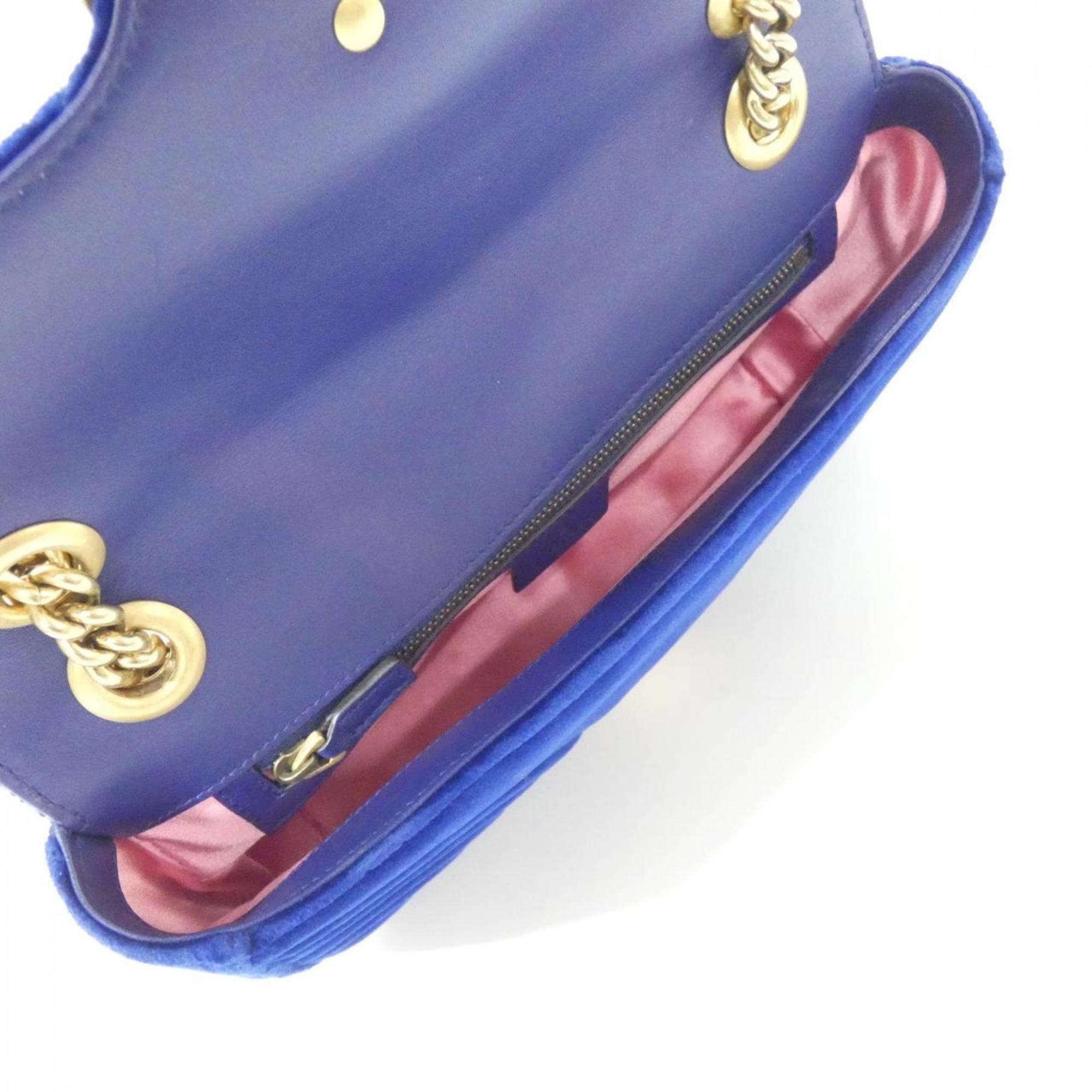 Gucci Blue Velvet Shoulder Bag (Pre-Owned)