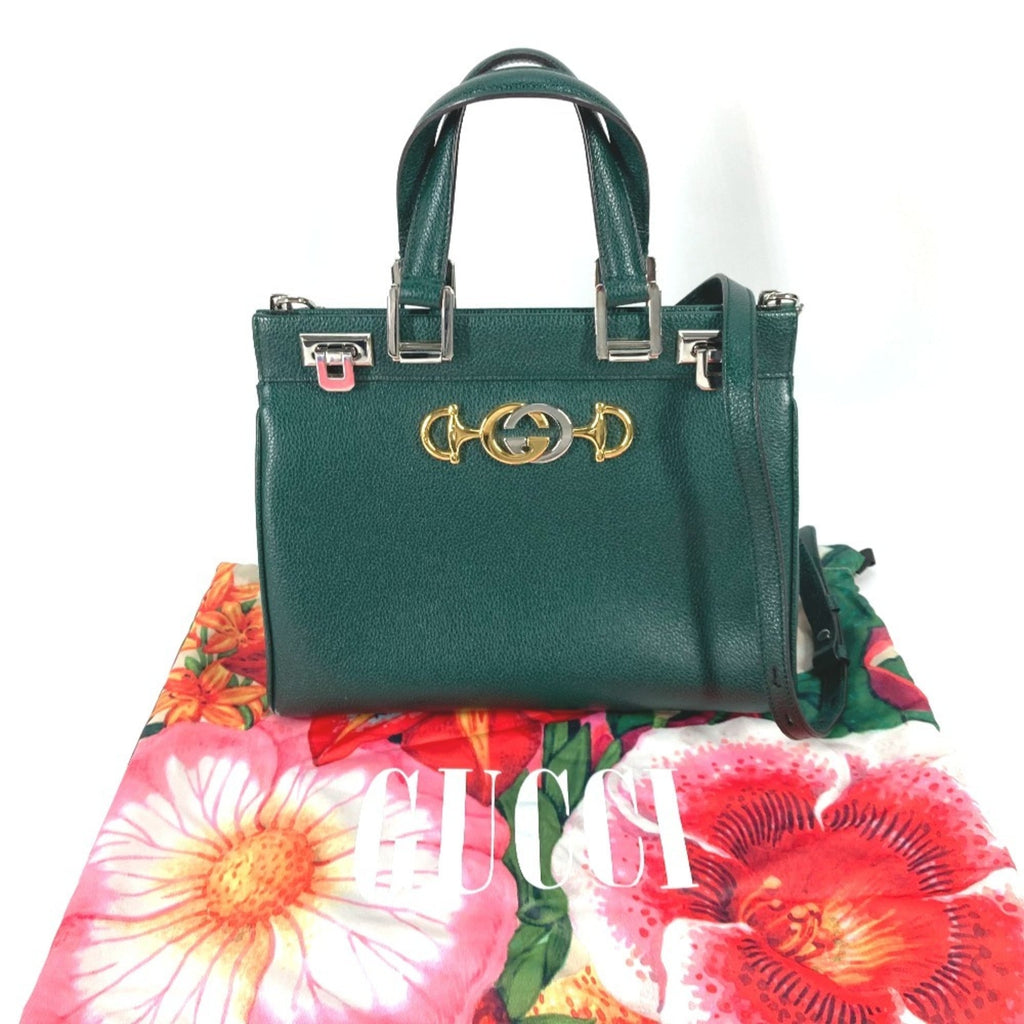 Gucci Green Leather Handbag Shoulder Bag (Pre-Owned)