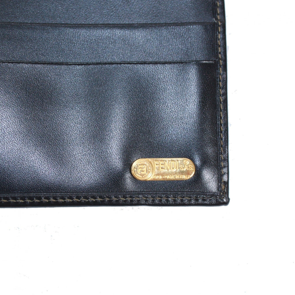 Fendi Black Khaki Pvc Leather Long Wallet (Bi-Fold) (Pre-Owned)