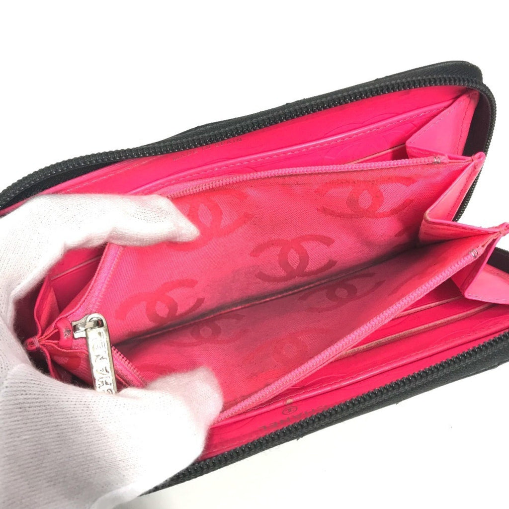 Chanel Cambon Black Leather Long Wallet (Bi-Fold) (Pre-Owned)