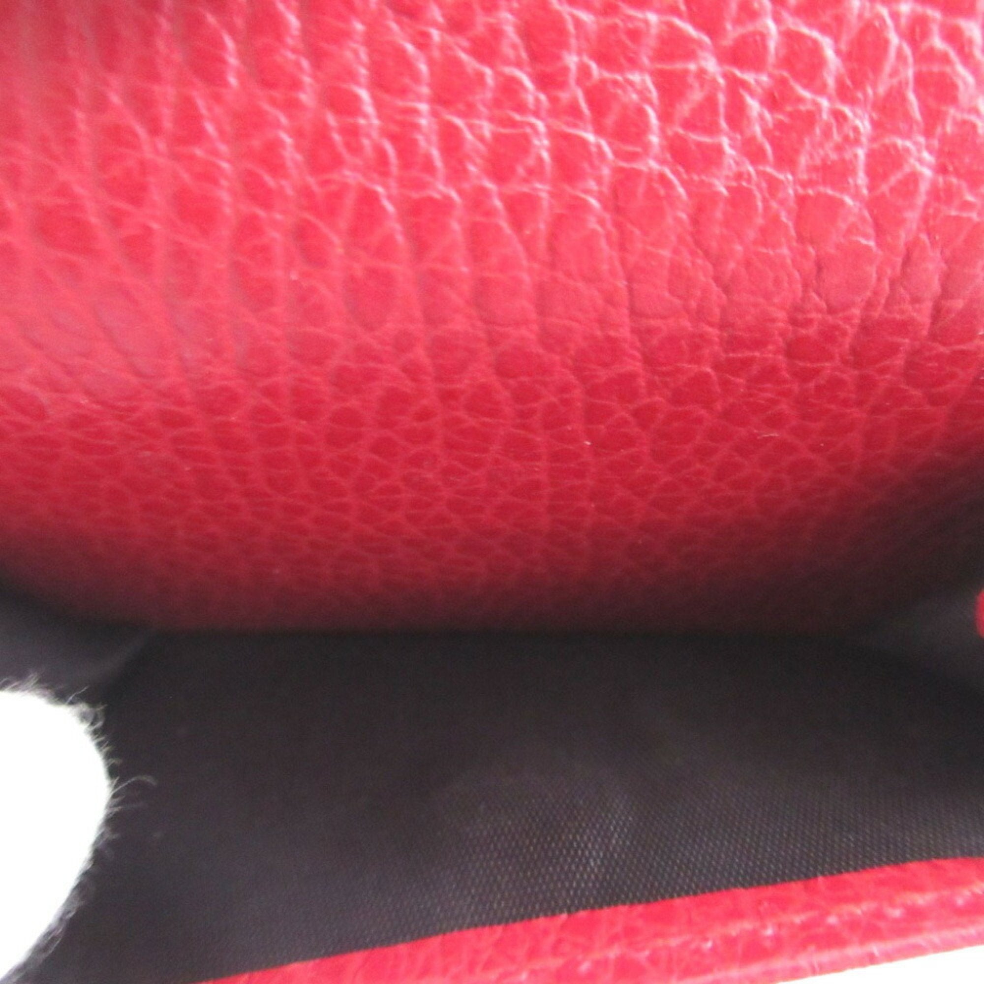 Gucci Red Color Leather Wallet (Tri-Fold) (Pre-Owned)