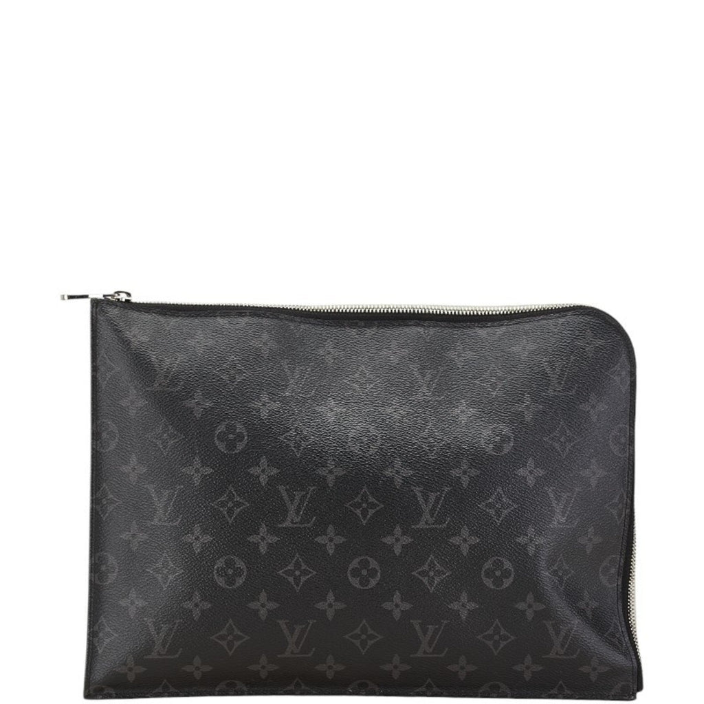 Louis Vuitton Monogram Eclipse Black Monogram Eclipse White Pvc Leather Clutch Bag Pochette (Pre-Owned)