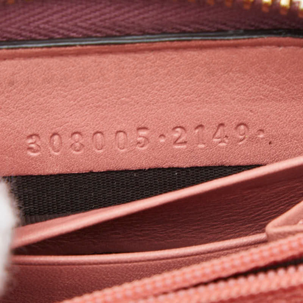 Gucci Pink Red Color Leather Long Wallet (Bi-Fold) (Pre-Owned)