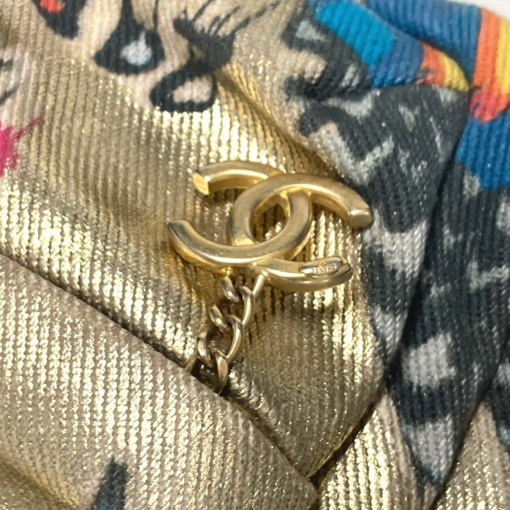 Chanel Gold Leather Canvas Backpack (Pre-Owned)