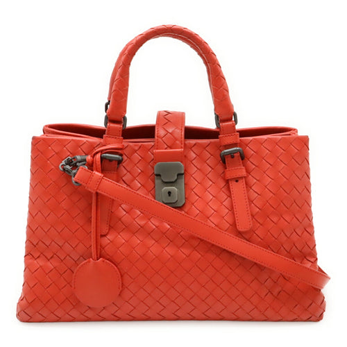 Bottega Veneta Intrecciato Red Color Leather Handbag (Pre-Owned)